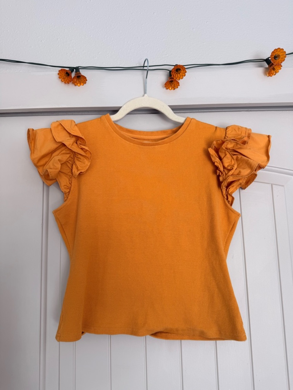 Orange Ruffle Sleeve Tee